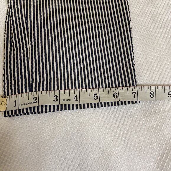 Ann Taylor Devin Fit Seersucker Pants Sz 8 Blue White cropped ankle womens - Picture 9 of 10